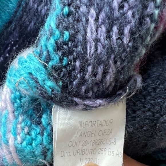 Alpaca Sweater Pink & Blue Cardigan Full Zipper Striped Soft Made in Peru - Picture 8 of 8